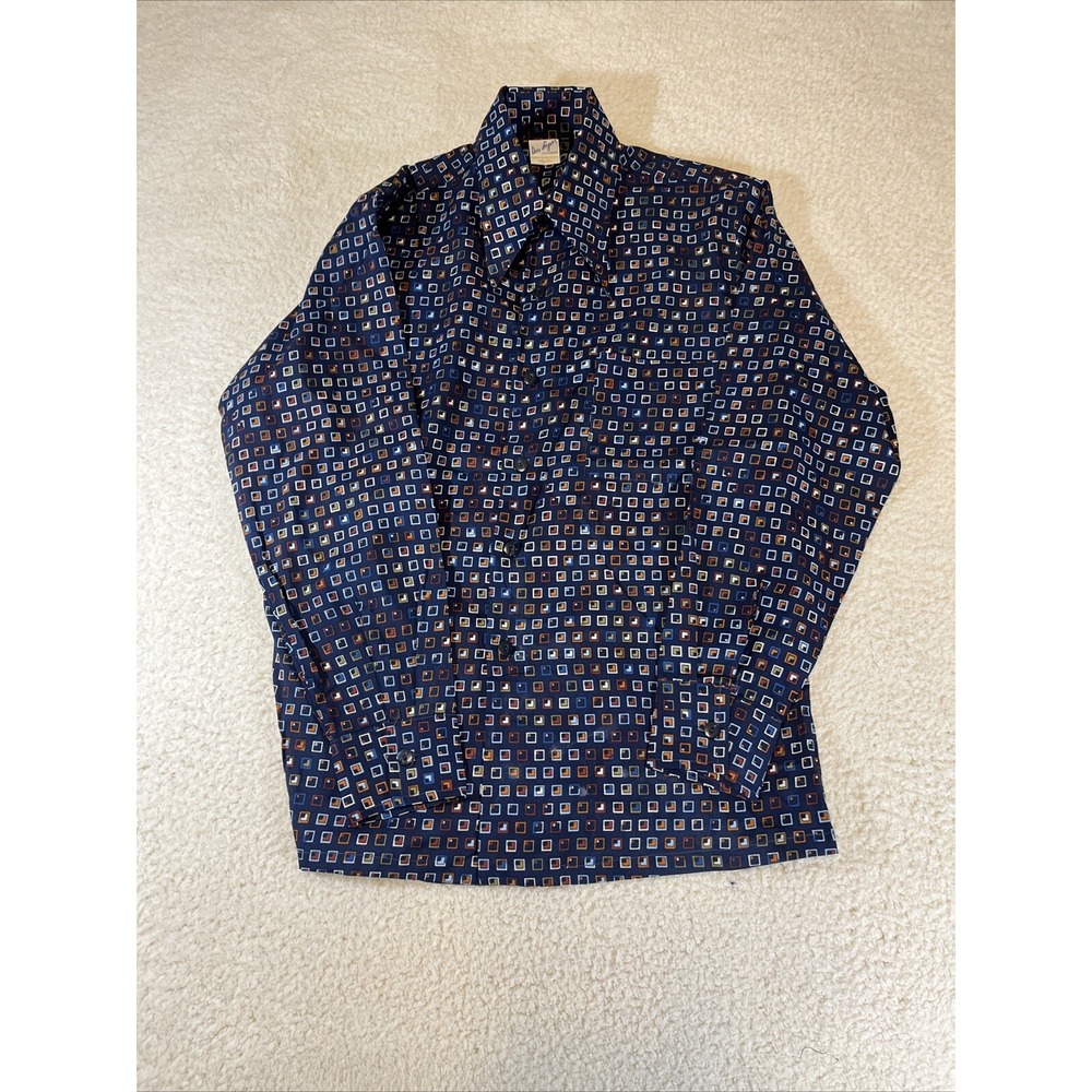Don Loper Duke Of Hollywood Button Up Shirt Men's Large Geometric